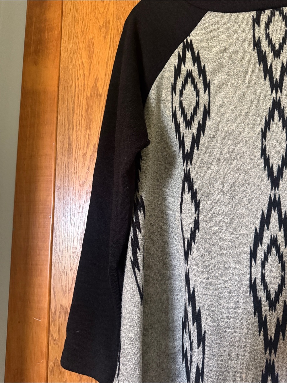 Black & Gray Aztec Raglan Tunic Top - Picture 2 of 4